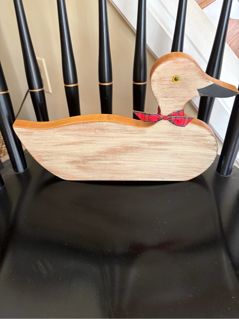 Tree Spirit Primitive Folk Art Wooden Duck 13” Shelf Sitter Woodland Farmhouse